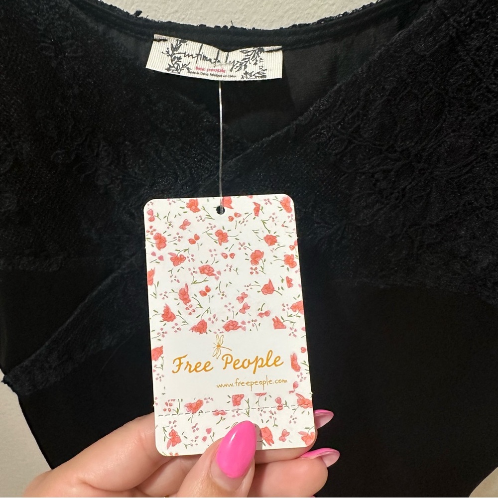 Free People intimate NWT black satin tank top XS - Picture 2 of 4